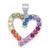 Sterling Silver Rhodium-plated Polished Multi-color Rainbow CZ Open Heart Pendant