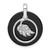Sterling Silver Rhodium-plated Polished Onyx Circle and CZ Leaf Dangle Pendant