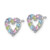 Sterling Silver Rhodium-plated Polished Pastel Blue, Pink, Green and Purple CZ Heart Post Earrings