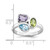 Sterling Silver Rhodium-plated Polished Pear Blue Topaz, Oval Peridot and Emerald-cut Amethyst Size 6 Ring