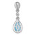 Sterling Silver Rhodium-plated Polished Pear Larimar Cabochon and CZ Teardrop Chain Slide Pendant