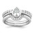 Sterling Silver Rhodium-plated Polished Pear Shape White CZ Ring with 2 Fitted CZ Bands Size 7 Three Ring Set