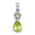 Sterling Silver Rhodium-plated Polished Peridot Teardrop and Flower Pendant