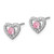 Sterling Silver Rhodium-plated Polished Pink & White CZ Heart Children's 10in w/2in Ext. Necklace & Post Earring Set