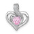 Sterling Silver Rhodium-plated Polished Pink and White Heart CZ in Open Heart Chain Slide Pendant