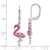 Sterling Silver Rhodium-plated Polished Pink Crystal Flamingo Leverback Earrings