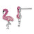 Sterling Silver Rhodium-plated Polished Pink Crystal Flamingo Post Earrings