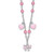 Sterling Silver Rhodium-plated Polished Pink Enamel & Crystal Hearts & Bow w/ 1 inch Extension Children's Necklace