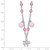 Sterling Silver Rhodium-plated Polished Pink Enamel & Crystal Hearts & Bow w/ 1 inch Extension Children's Necklace