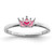 Sterling Silver Rhodium-plated Polished Pink Enamel Crown Children's Ring - QR-B61ACE32-1752