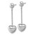 Sterling Silver Rhodium-plated Polished Puffed Heart Post Dangle Earrings