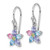 Sterling Silver Rhodium-plated Polished Purple, Pink, Blue and Green CZ Flower Dangle Shepherd Hook Earrings