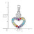 Sterling Silver Rhodium-plated Polished Rainbow CZ Double Heart Pendant