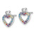 Sterling Silver Rhodium-plated Polished Rainbow CZ Double Heart Post Earrings