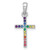 Sterling Silver Rhodium-plated Polished Rainbow Nano Crystals Childrens Cross Pendant