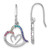 Sterling Silver Rhodium-plated Polished Rainbow Nano Crystals Double Heart Dangle Shepherd Hook Earrings