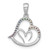 Sterling Silver Rhodium-plated Polished Rainbow Nano Crystals Double Heart Pendant