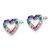 Sterling Silver Rhodium-plated Polished Rainbow Nano Crystals Open Heart Shape Childrens Post Earrings