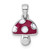 Sterling Silver Rhodium-plated Polished Red and White Enameled Mushroom Pendant