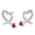 Sterling Silver Rhodium-plated Polished Red Resin Open Heart Post Earrings