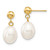 14k 7-8mm White Rice Freshwater Cultured Pearl Post Dangle Earrings - XF-D7C9FDF6-9780