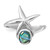 Sterling Silver Rhodium-Plated Polished Round Abalone with Starfish Ring - QR-64723195-3447