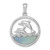 Sterling Silver Rhodium-plated Polished Round Blue Agate Double Dolphin Pendant