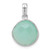 Sterling Silver Rhodium-plated Polished Round Checker-cut Green Chalcedony Pendant