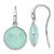 Sterling Silver Rhodium-plated Polished Round Checker-cut Green Chalcedony Shepherd Hook Earrings
