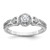 Sterling Silver Rhodium-plated Polished Round CZ Halo Double Side Heart Split Shank Size 6 Ring