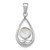 Sterling Silver Rhodium-plated Polished Round Mother of Pearl in Teardrop Pendant