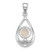 Sterling Silver Rhodium-plated Polished Round Mother of Pearl in Teardrop Pendant