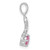 Sterling Silver Rhodium-plated Polished Round Pink and White CZ Awareness Ribbon Pendant