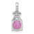 Sterling Silver Rhodium-plated Polished Round Pink CZ -X- Pendant