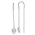 Sterling Silver Rhodium-plated Polished Skull Threader Earrings
