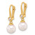 14k 7-8mm White Round Akoya Saltwater Cultured Pearl and .10 Carat Diamond Dangle Earrings