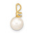 14k 7-8mm White Round Akoya Saltwater Cultured Pearl and 1/20 Carat Diamond Pendant