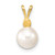 14k 7-8mm White Round Akoya Saltwater Cultured Pearl and 1/20 Carat Diamond Pendant