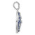 Sterling Silver Rhodium-plated Polished Swirl Blue Enamel CZ Oval Pendant