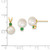 14k 7-8mm White Round Freshwater Cultured Pearl and .21EM Emerald Post Earrings and Pendant Set