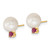 14k 7-8mm White Round Freshwater Cultured Pearl and .30RU Ruby Post Earrings and Pendant Set
