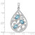 Sterling Silver Rhodium-plated Polished Triple Crystal Turtle Ocean Wave Pendant