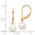 14k 7-8mm White Round Freshwater Cultured Pearl Dangle Leverback Earrings