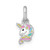 Sterling Silver Rhodium-plated Polished White and Rainbow Enamel Unicorn Head Childrens Pendant