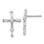 Sterling Silver Rhodium-plated Polished White Baguette CZ Cross Post Earrings