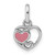 Sterling Silver Rhodium-plated Polished with Pink Enamel Triple Heart Charm Pendant