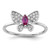 Sterling Silver Rhodium-plated Red and White CZ Butterfly Ring - QR-69340C01-9941