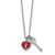Sterling Silver Rhodium-plated Red Enameled Heart Lock and Key 16 inch with 1 inch extension Necklace