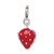 Sterling Silver Rhodium-plated Red Enameled Strawberry Charm
