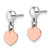 Sterling Silver Rhodium-plated Rose Gold-plated Heart Disc Dangle Post Earrings